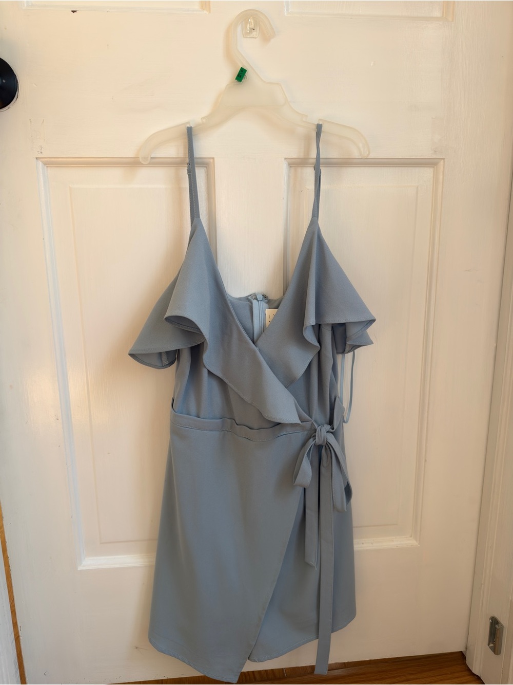 American Threads Light Blue Ruffle Wrap Mini Romper - Women